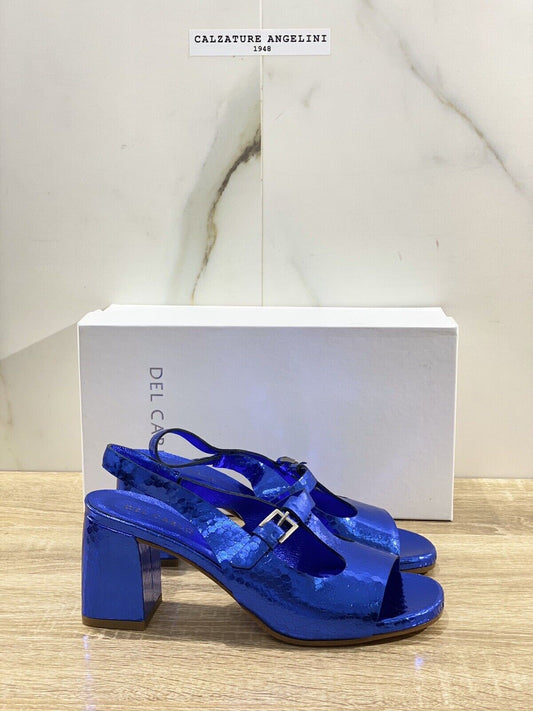 Del Carlo Sandalo Donna Doha  In Pelle Blu Luxury Woman Sandal 37