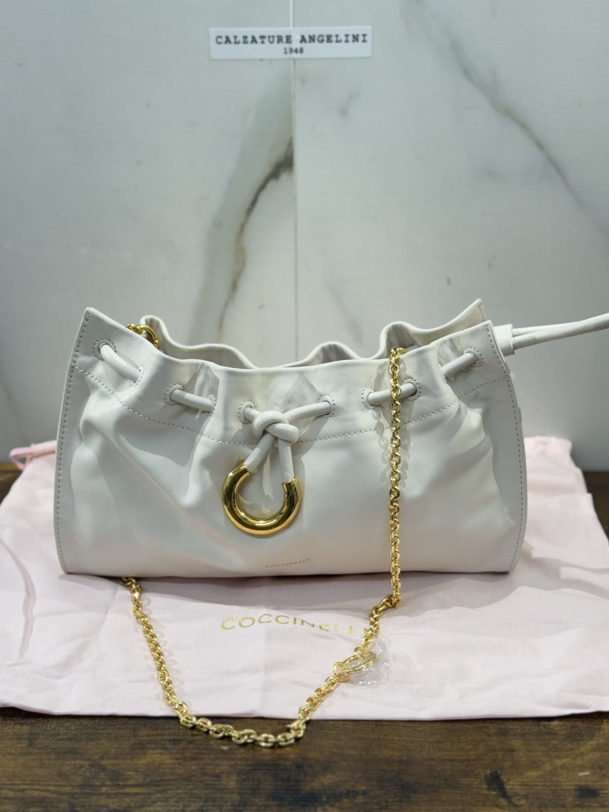 Coccinelle Borsa  Isabela Bianca  100% Pelle Made In Italy Donna Tracolla Oro