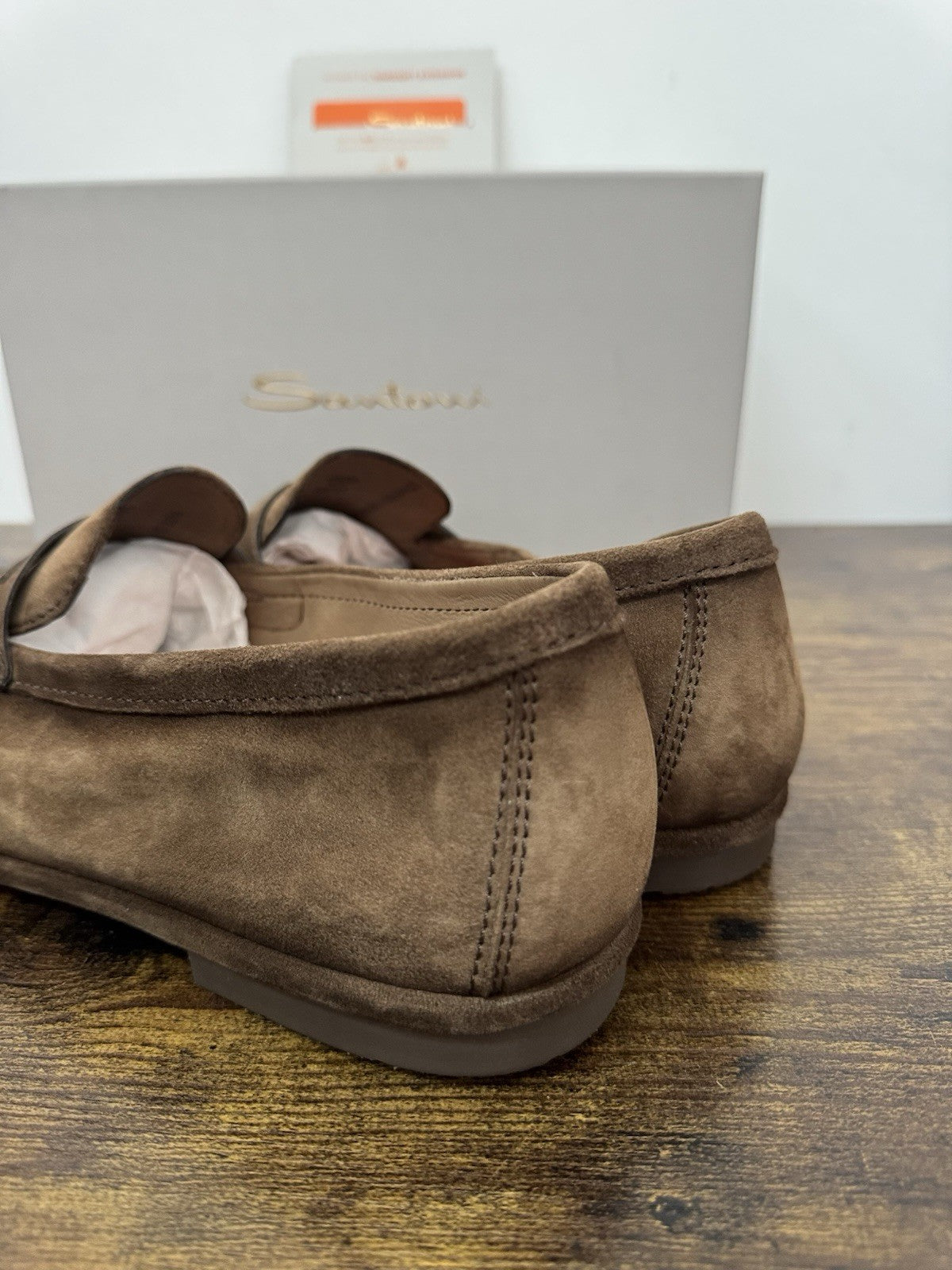 Santoni Mocassino Driver Pelle Suede Marrone  Luxury Scarpa Santoni Uomo 45.5