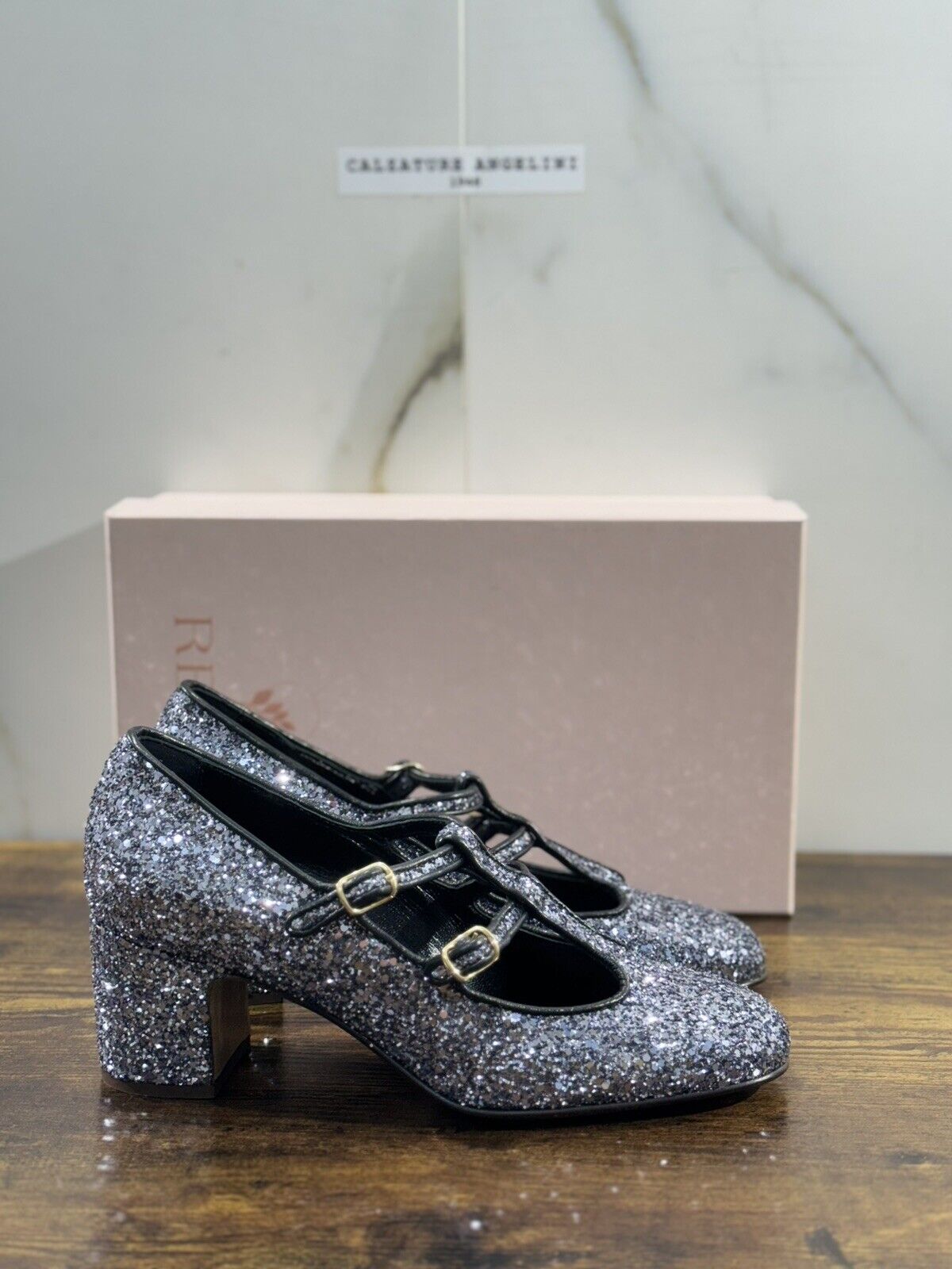 Relac Scarpa Donna Maryjane Glitter  Luxury Handmade Shoes Relac 38.5