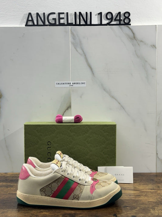 Gucci Screener Sneaker Pelle Rosa Luxury Gucci Shoes Donna 41.5