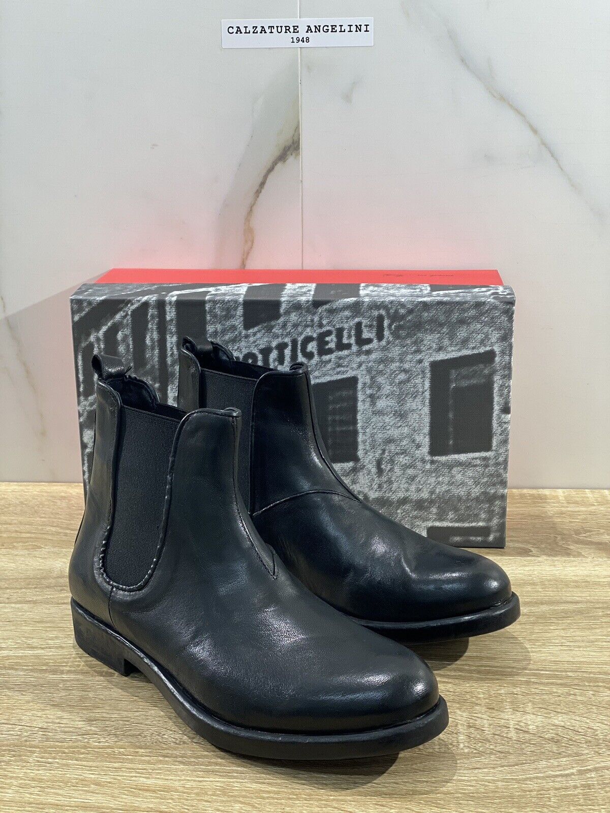 Botticelli 1945 Beatle uomo in pelle nera extra light luxury men boot 40