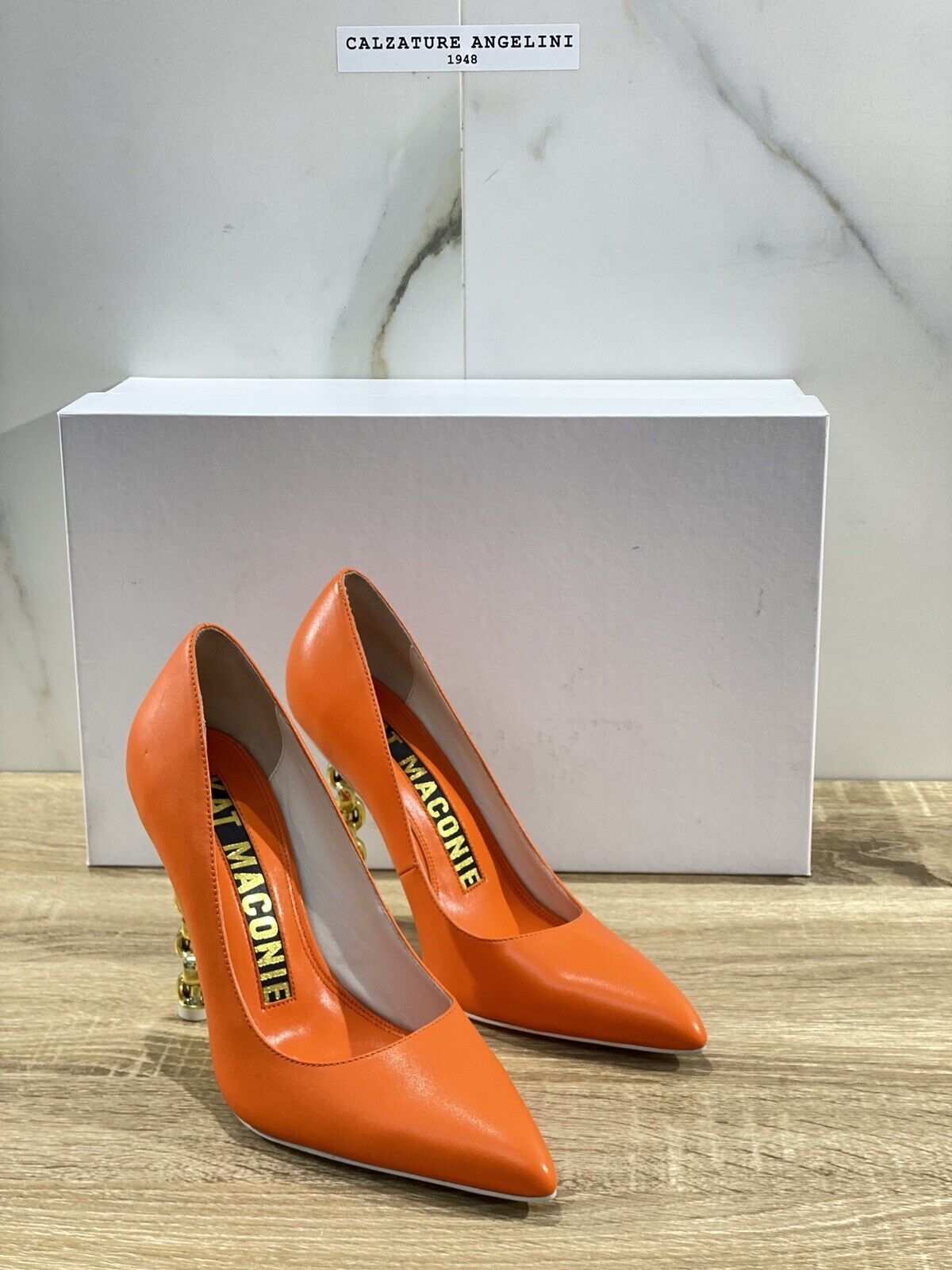 Kat Maconie Decollete Donna Lydia In Pelle Orange Gold Heel  Kat Maconie 37