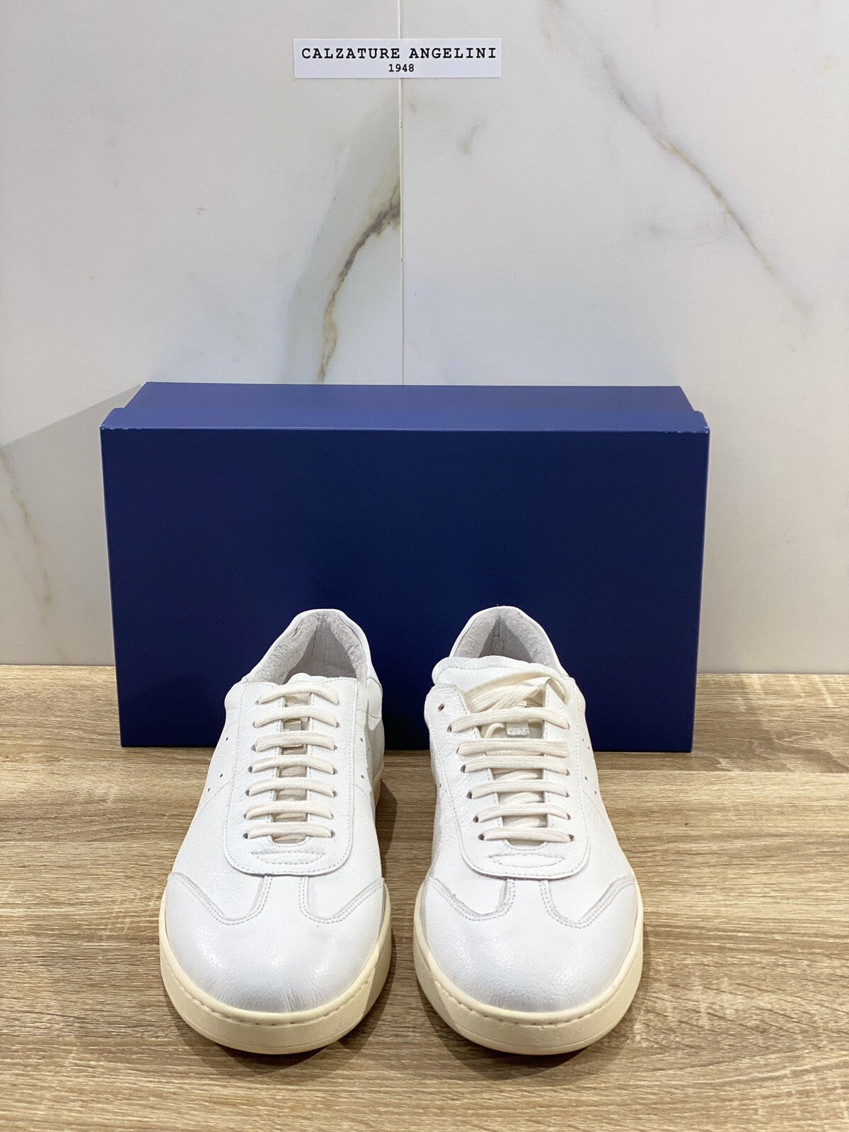 Triver Flight sport sneaker uomo pelle avorio fondo lattice naturale flex 44