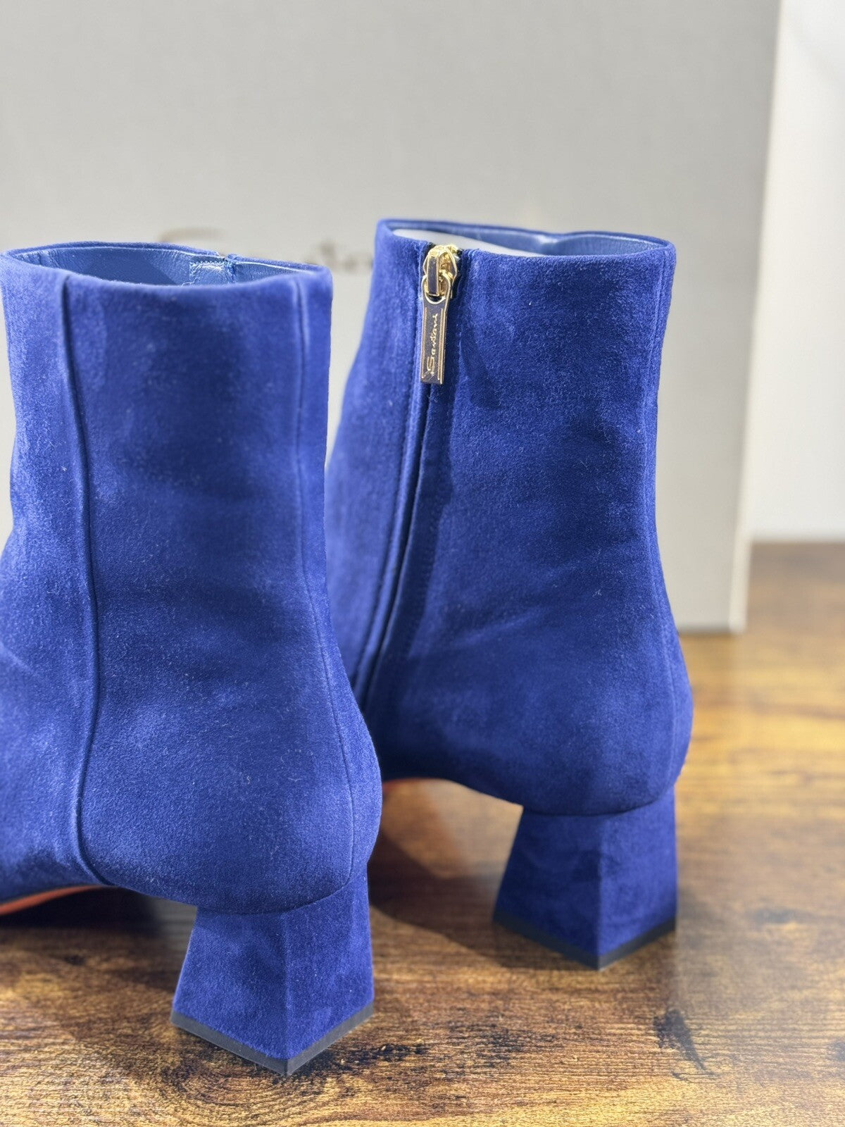 Santoni Stivaletto Donna Pelle Blu  Suede   Casual Luxury Boot Woman 37.5