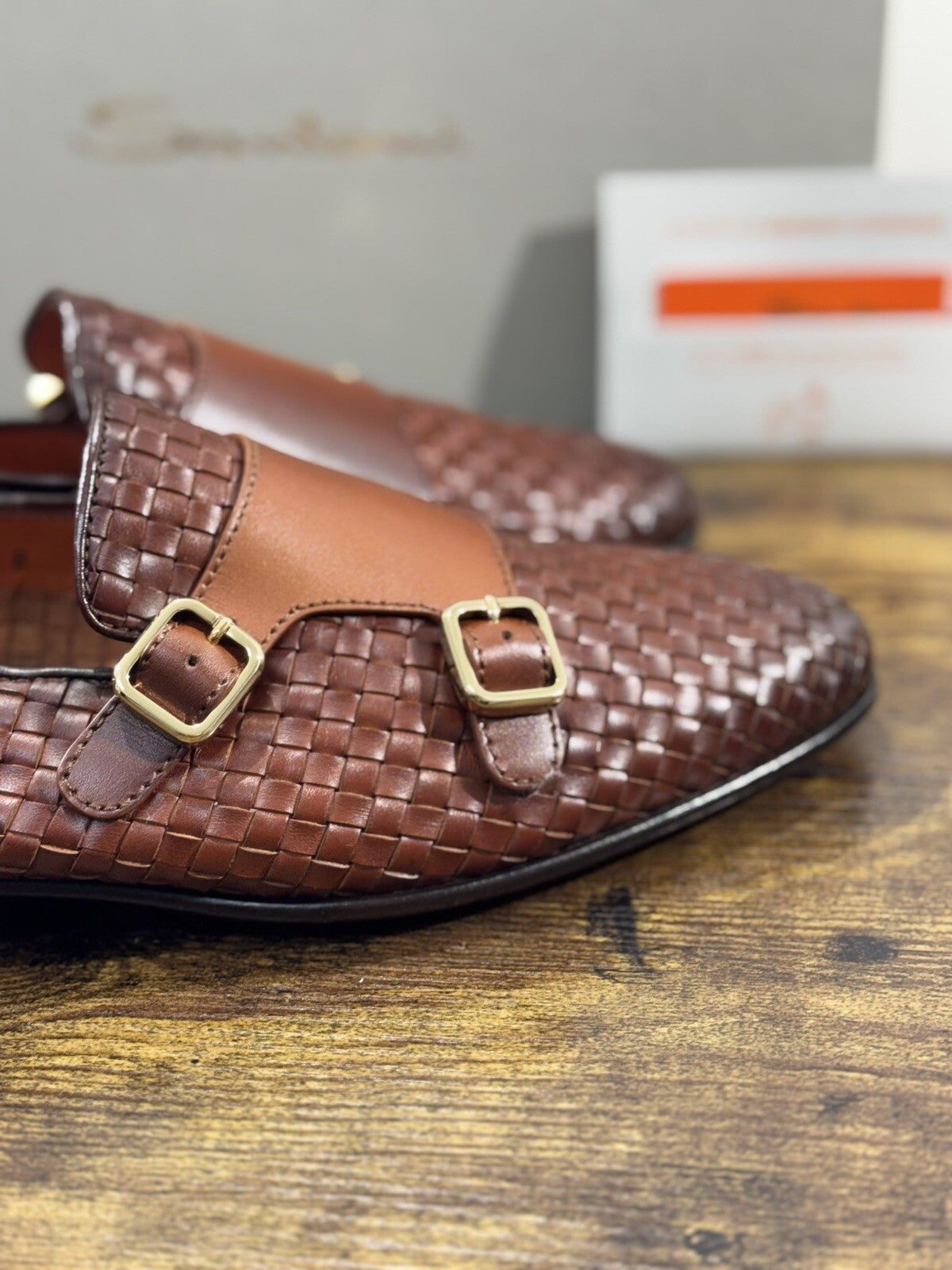 Santoni Scarpa Uomo Mocassino   Pelle  Cuoio Intreccio Luxury Men Santoni 7