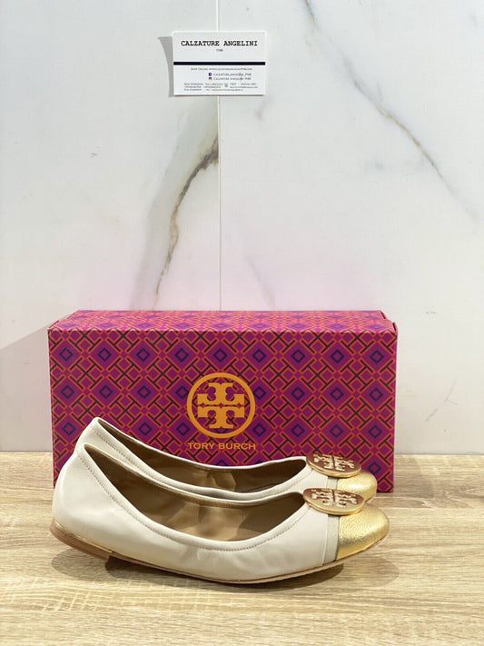 Tory Burch Minnie Cap Toe Ballet In Pelle Latte Luxury Woman Shoes 35.5