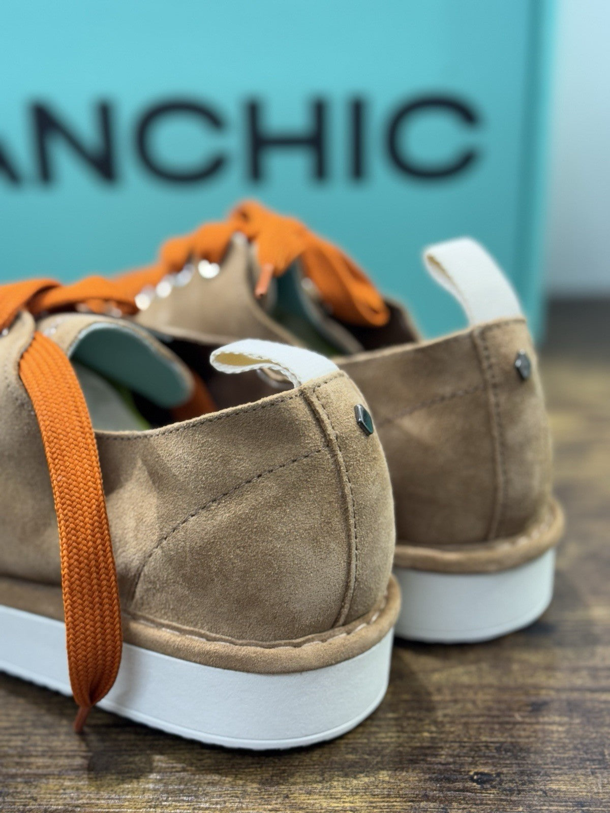 Panchic Lace Up Scarpa Suede Cuoio  Casual Uomo 45