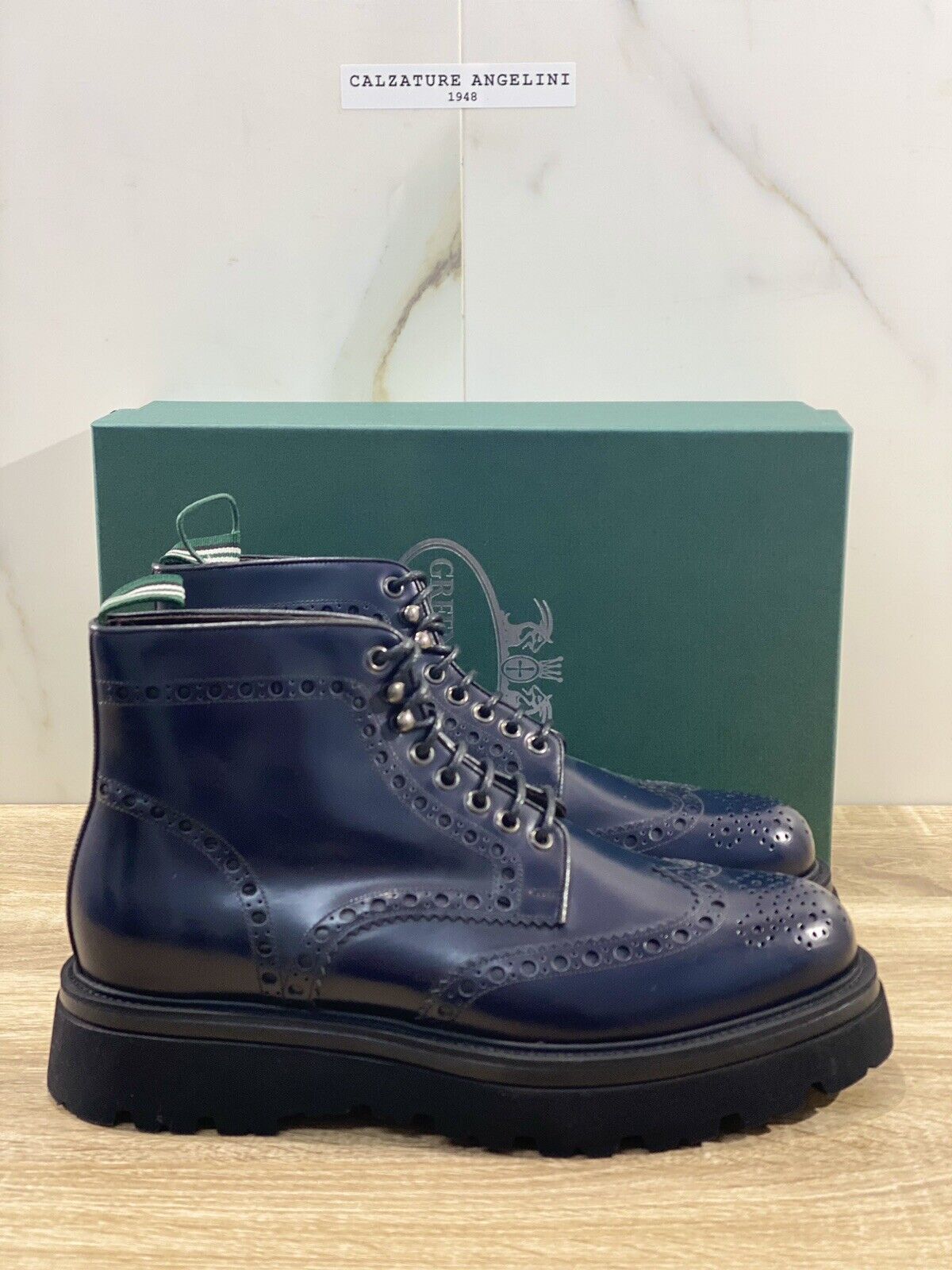 Green George Polacco uomo Pelle Blu Polish Binder Extra Light boot 42