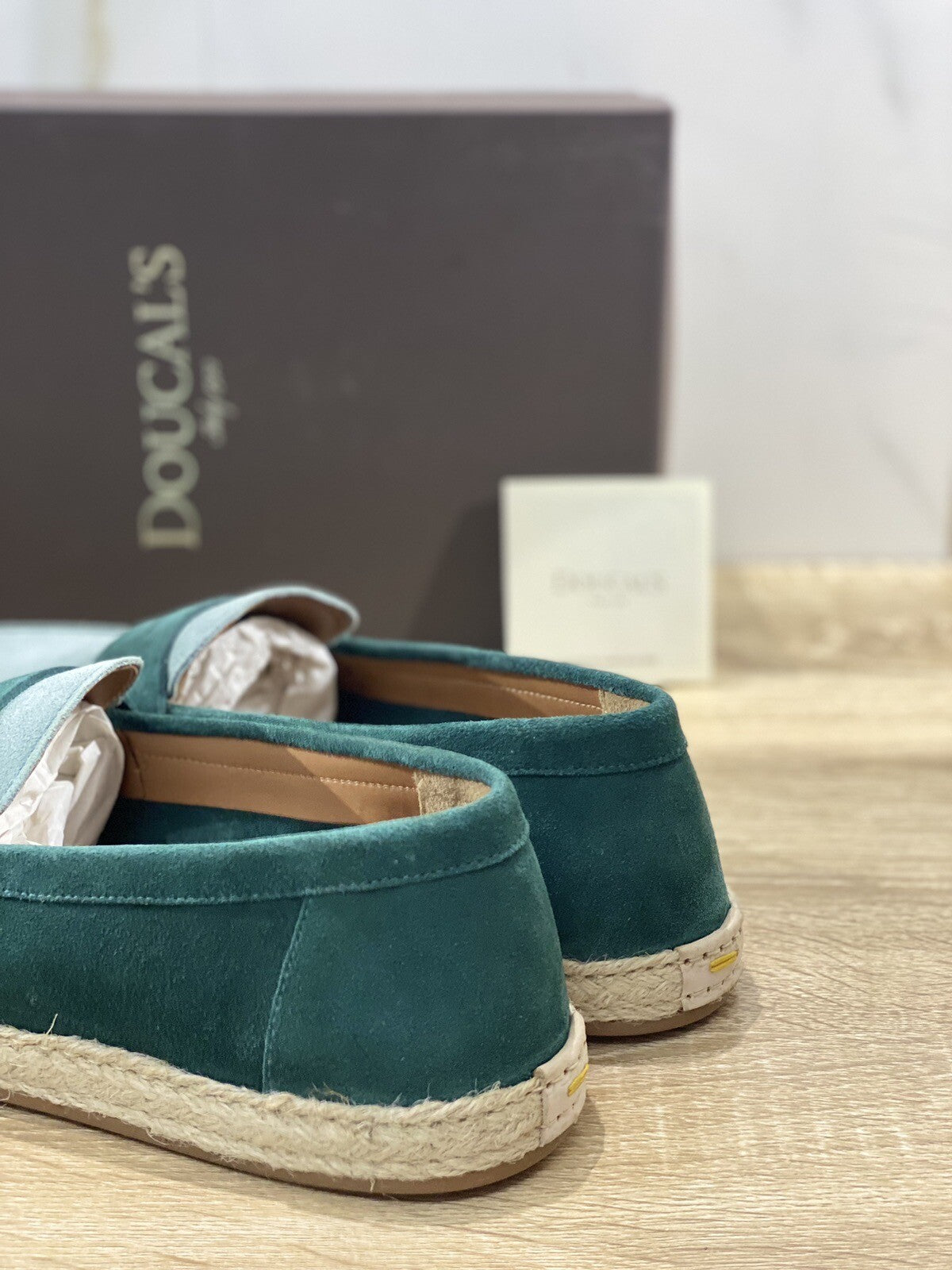 Doucal’s Mocassino Uomo Reale Suede Verdone Fondo Gomma Luxury Men  44