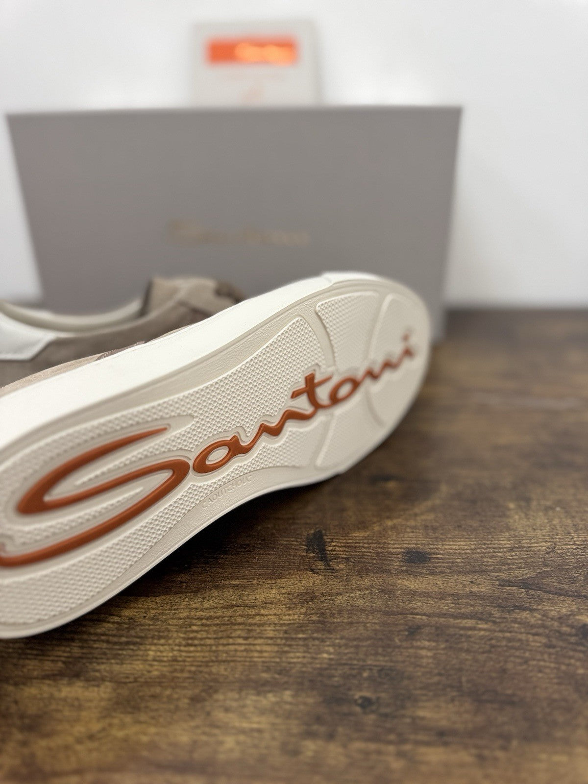Santoni Sneaker Pelle Beige  Luxury Scarpa Santoni Uomo 41.5