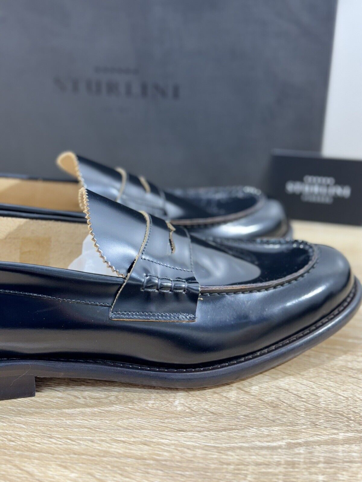 Sturlini Firenze Mocassino  Uomo Pelle Nero ’ Luxury Craftmanship Men 43.5