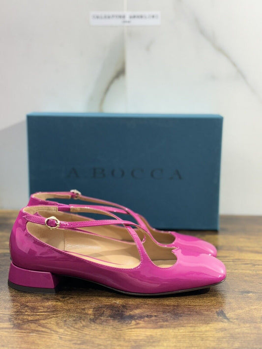 A.Bocca Two For Love Scarpa Donna Pelle   Ciclamino Tacco Luxury Handmade 36