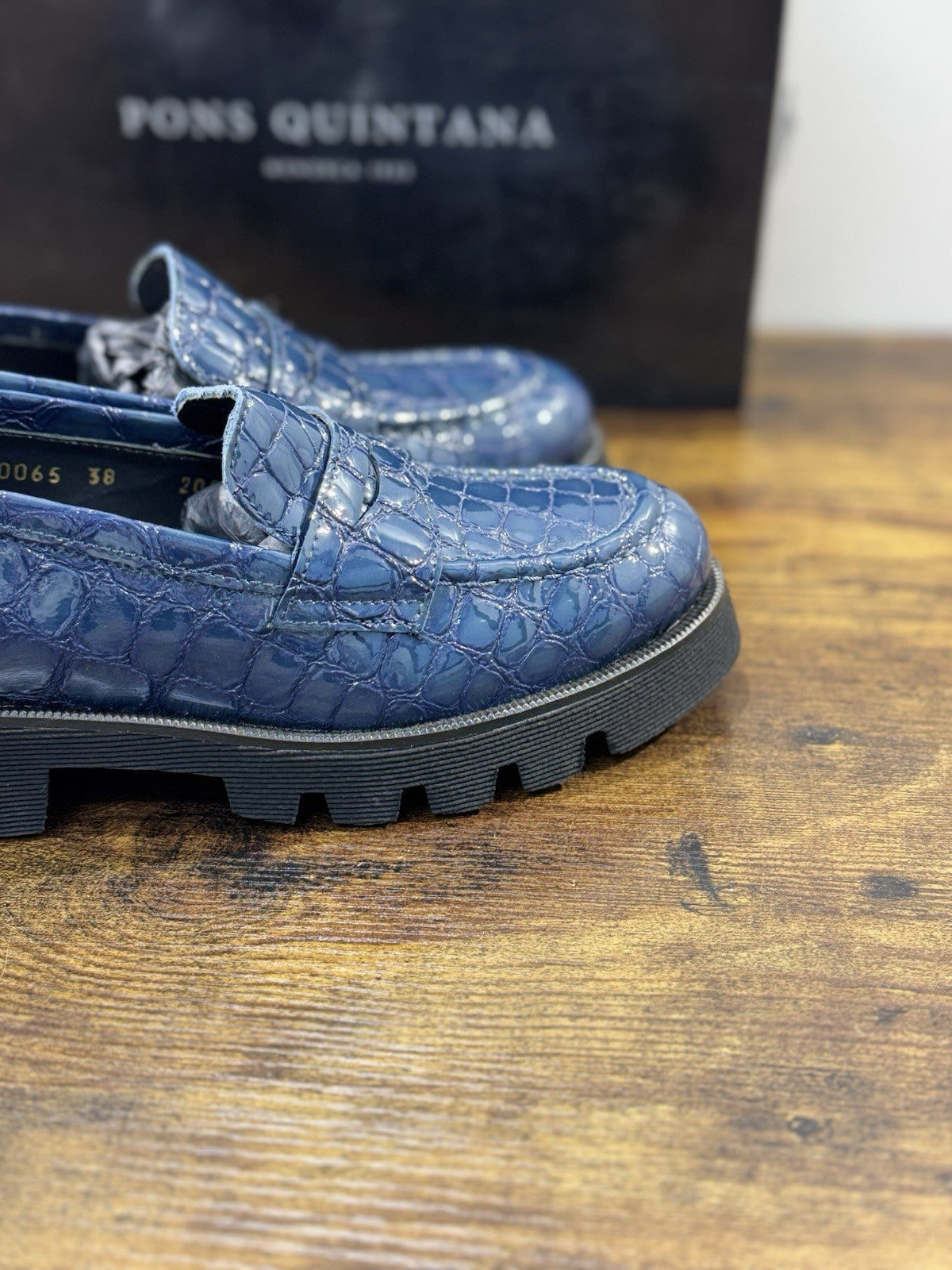 Pons Quintana Mocassino Donna Pelle Blu Extra Light Casual Loafer 36