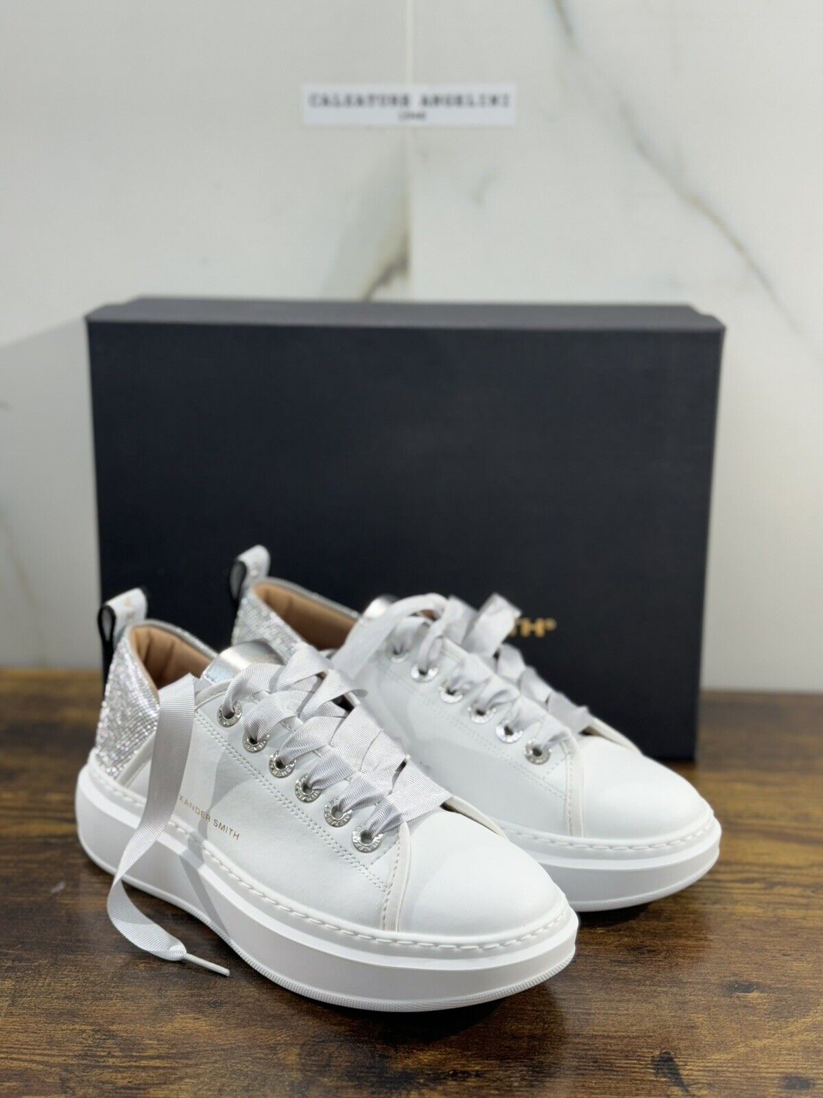 Alexander Smith London  Sneaker Donna Wembley  Pelle White Silver 37