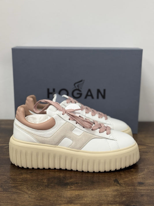 Hogan H Stipes  Sneaker Pelle Bianca Cipria    Casual Hogan Donna 37.5