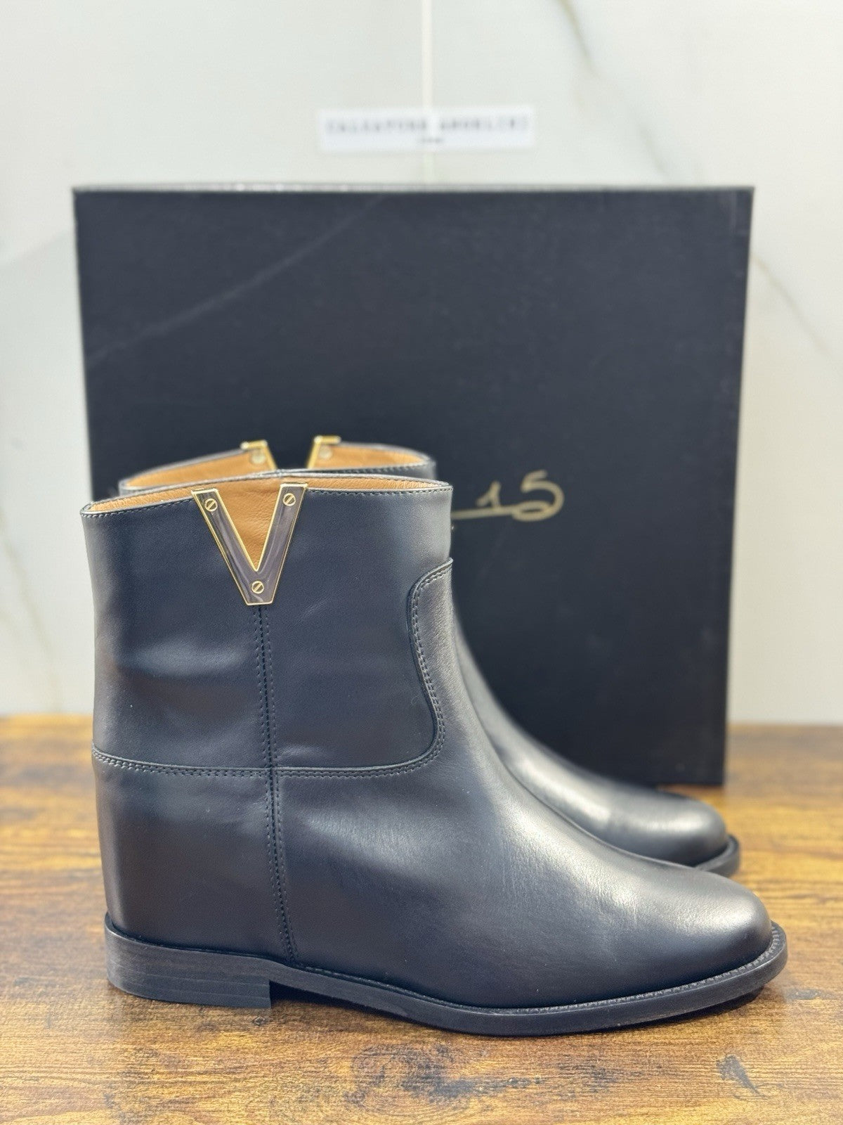 Via Roma 15 Stivaletto  Pelle Nero V Logo     Via Roma Donna 41