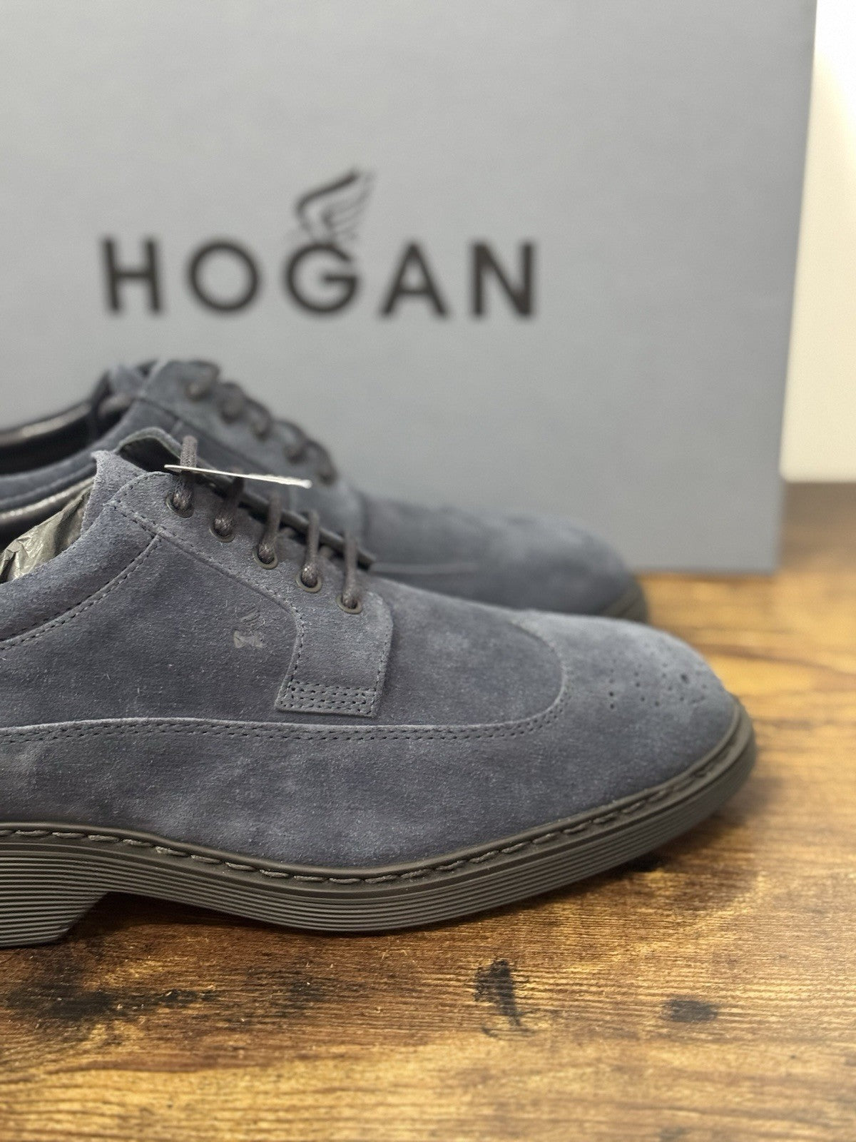 Hogan Derby Suede Blu Casual Memory Foam Hogan Business Uomo 43