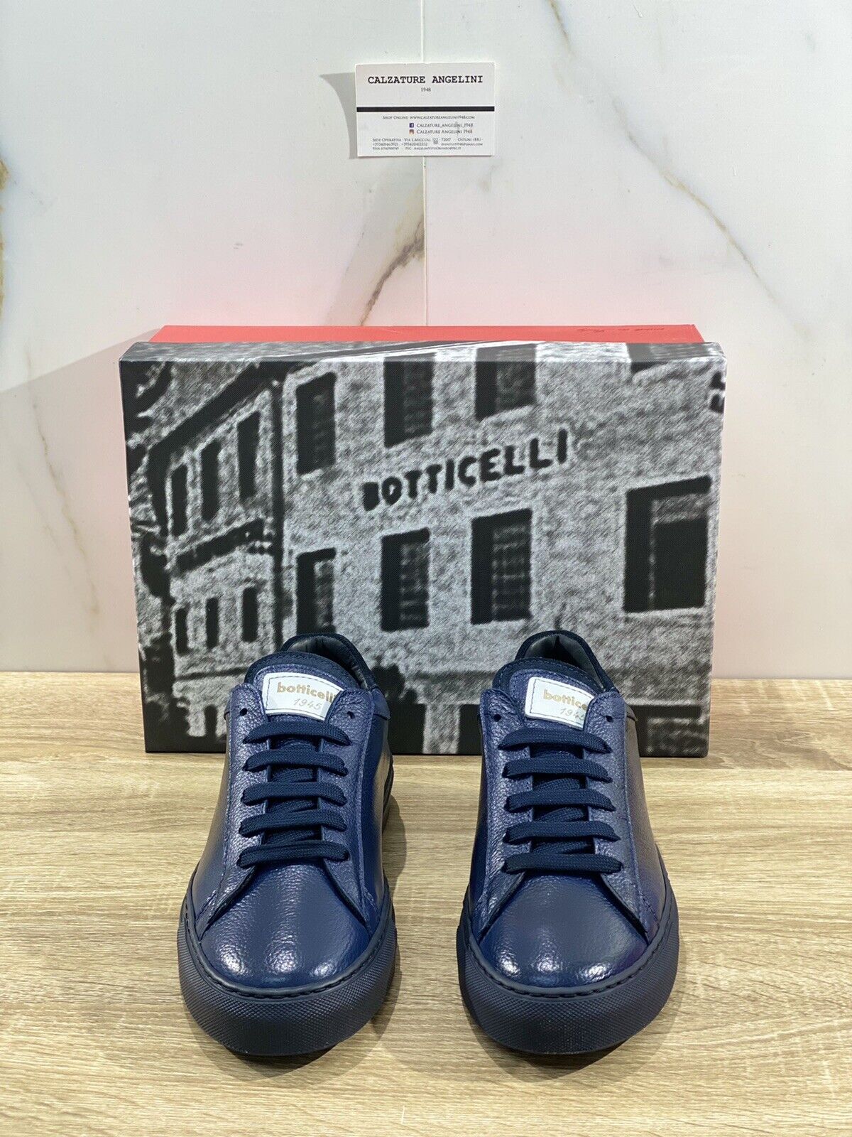 Botticelli Scarpa Uomo Icon Sneaker In Pelle Blu Luxury Made In Italy 39