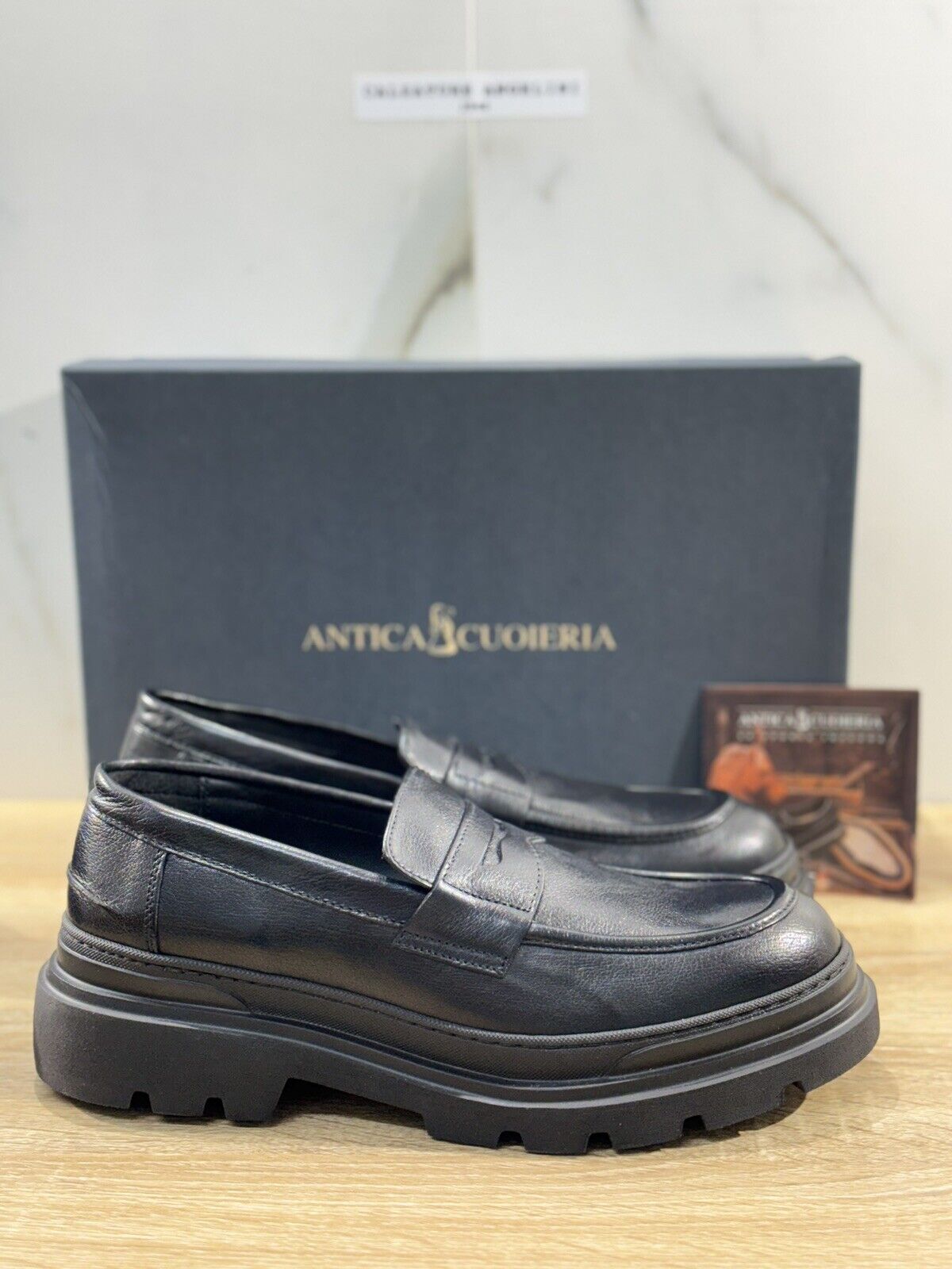 Antica Cuoieria Mocassino Uomo Pelle Nera Extra Light     Made in Italy 43