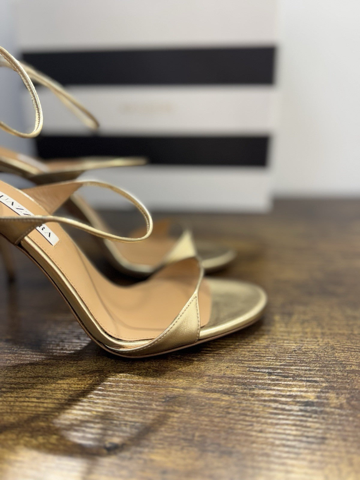 Aquazzurra Sandalo Minute 105 Pelle Soft Gold Luxury Sandalo Donna 38