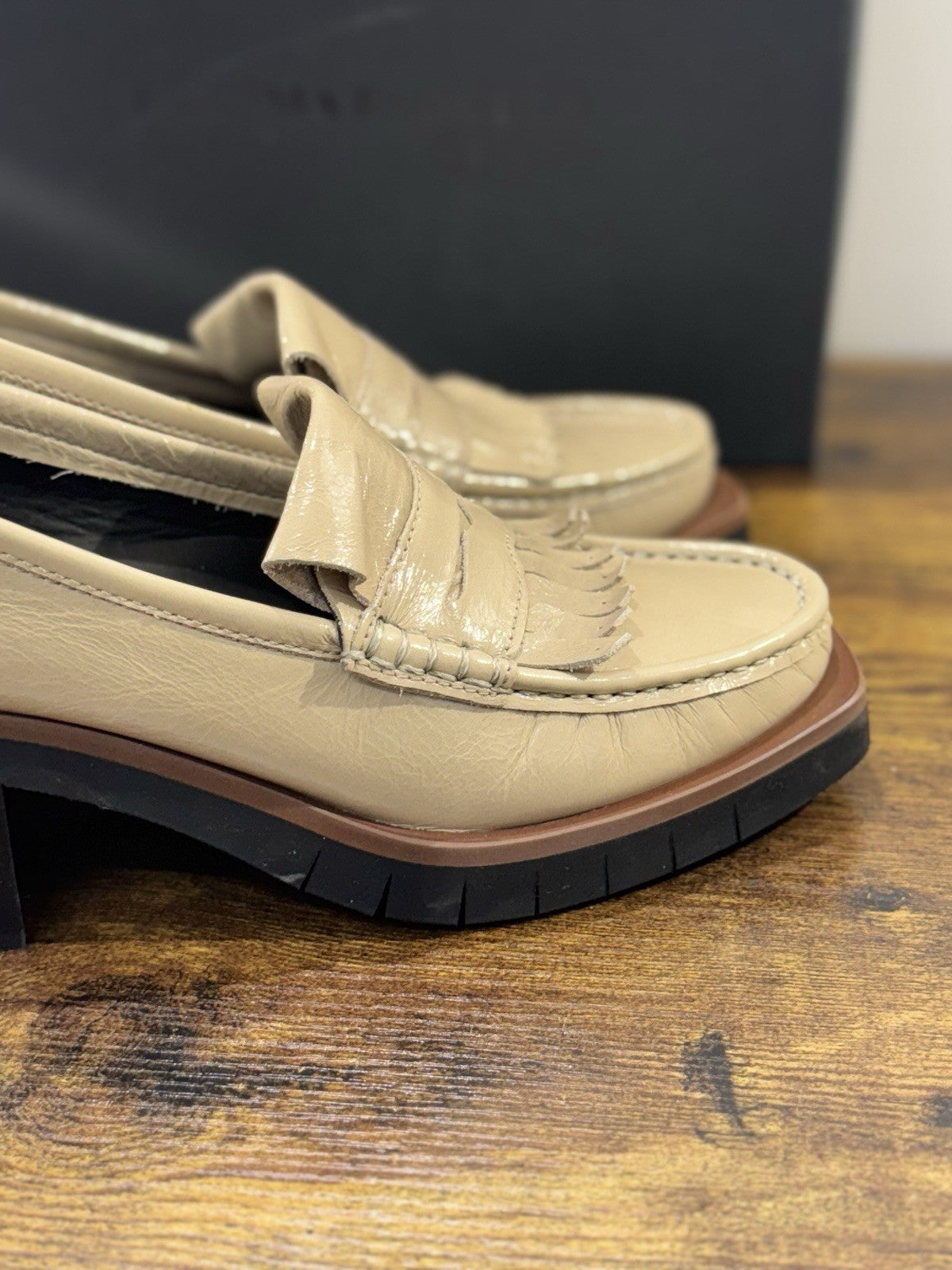 Paloma Barcelo’ Mocassino Gaula      Pelle Taupe Con Tacco     Casual Loafer 41