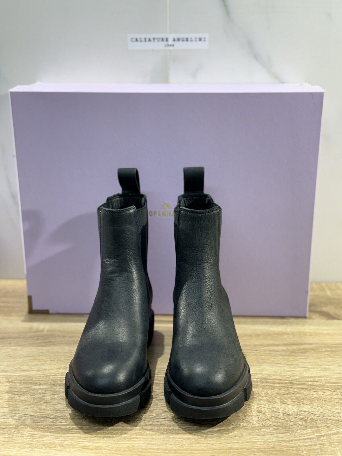 Copenhagen Chelsea Boot Combat Donna Pelle Waxed Nero  Casual Boot 41