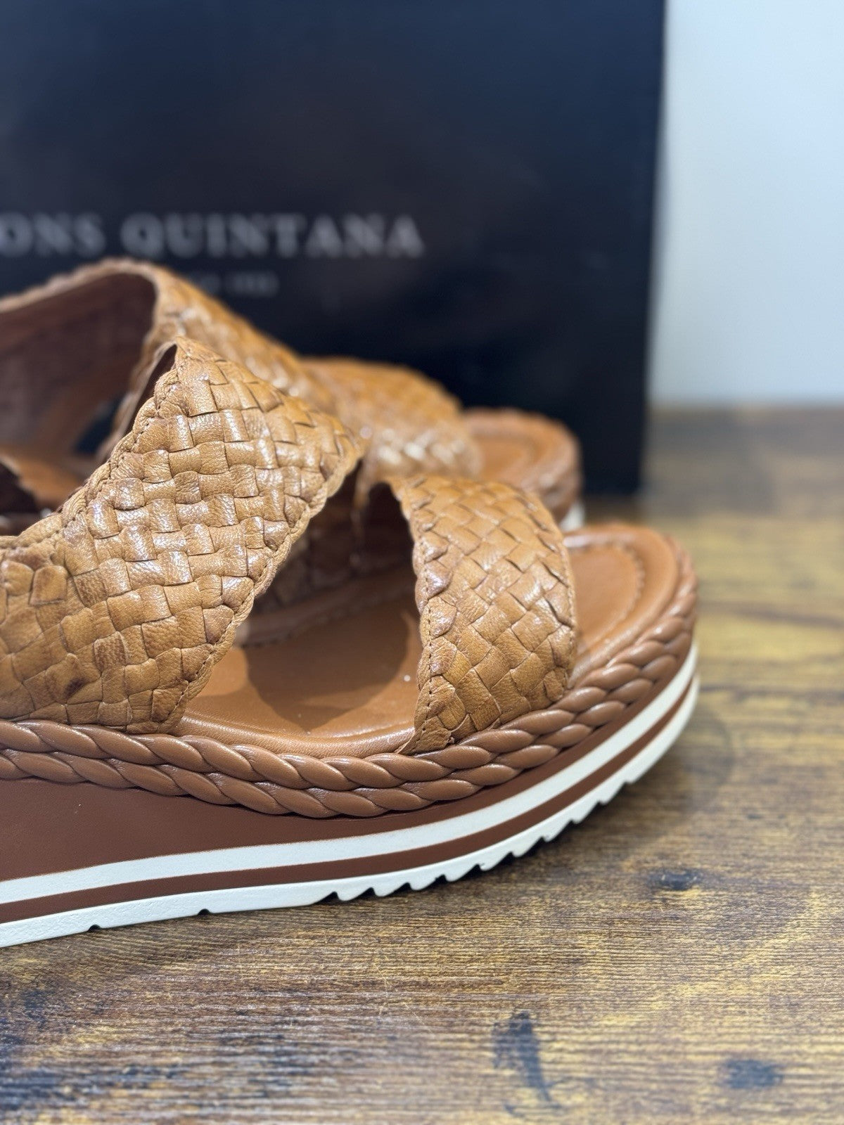 Pons Quintana Sandalo Padova  Donna   Pelle  Cuoio      Handmade Con Zeppa 40