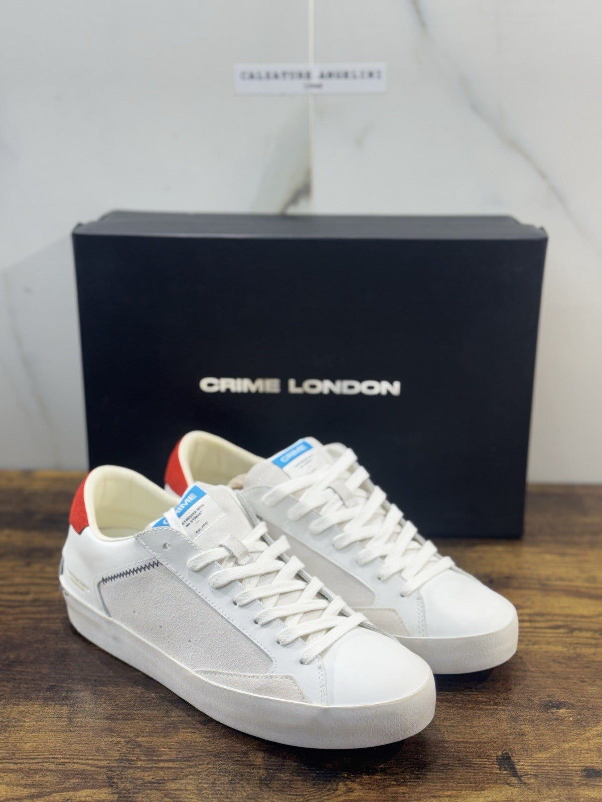 Crime London Sneaker Distressed Pelle  Bianca Causal Uomo 41