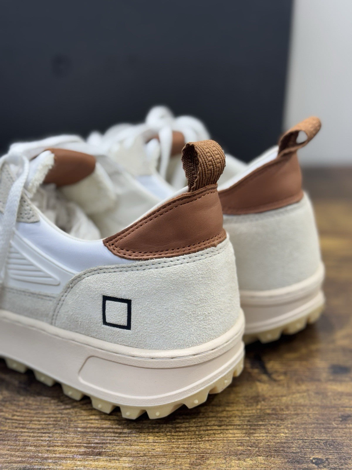 D.A.T.E Kdue BASIC  Sneaker Pelle Bianco Wood Casual Uomo 41