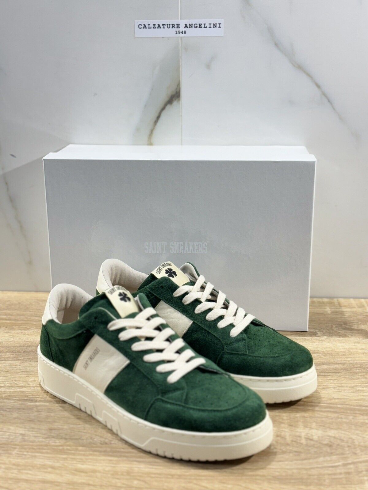 Saint Sneakers Uomo Touring Club Suede Verde      Casual Shoes Made In Italy 45