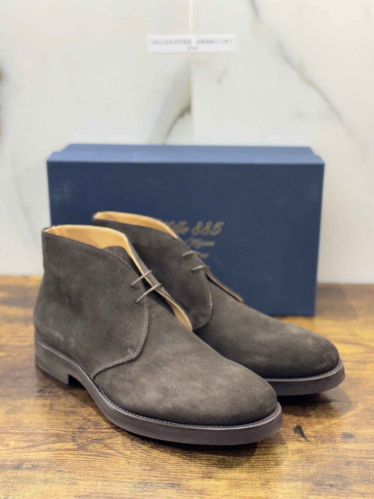 Mille 885 Polacchino    Suede T Moro   Fatto A Mano In Italia Uomo 45