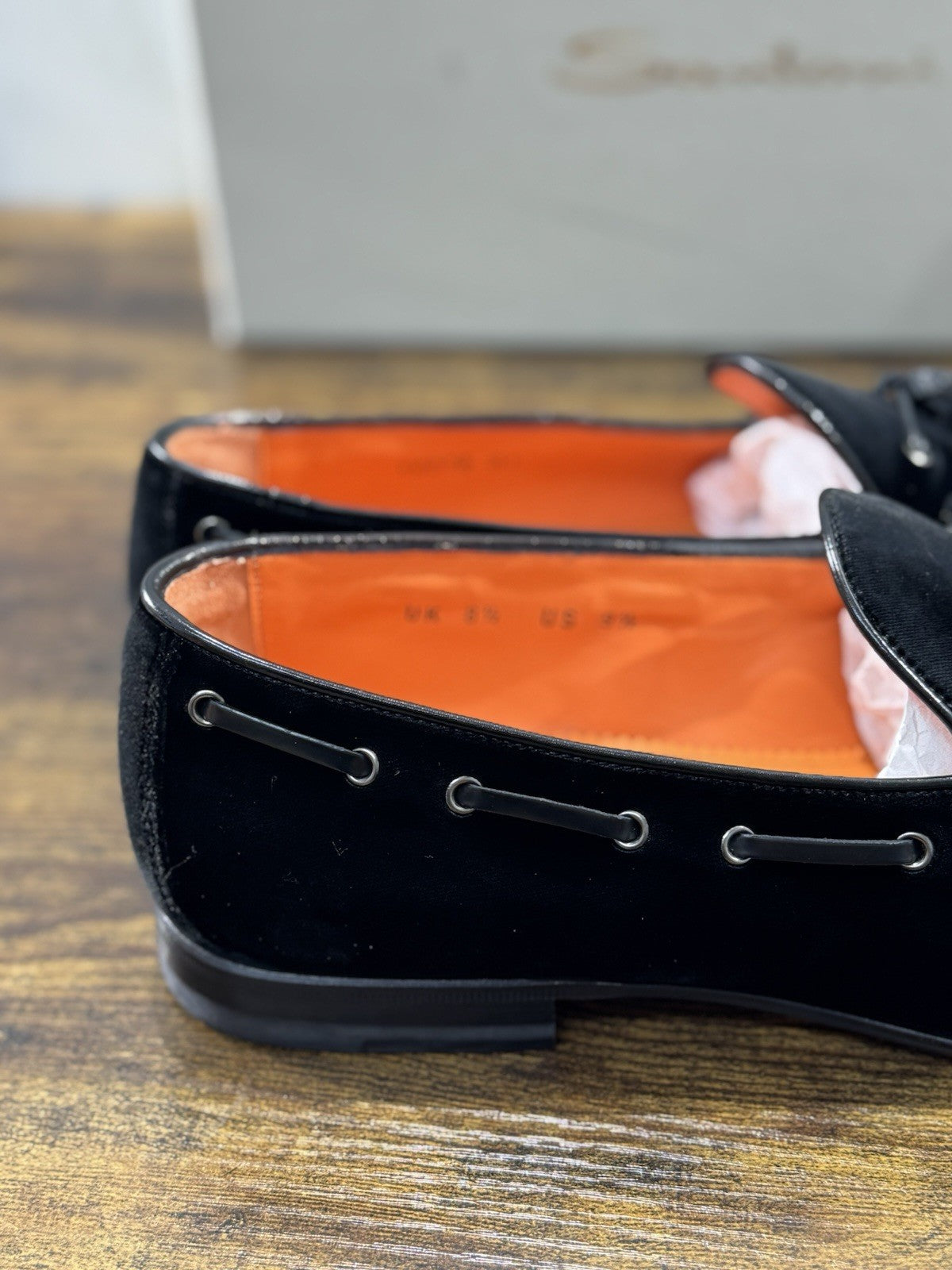 Santoni Mocassino Nappine Velluto Nero Luxury Men Shoes Santoni Uomo 42.5