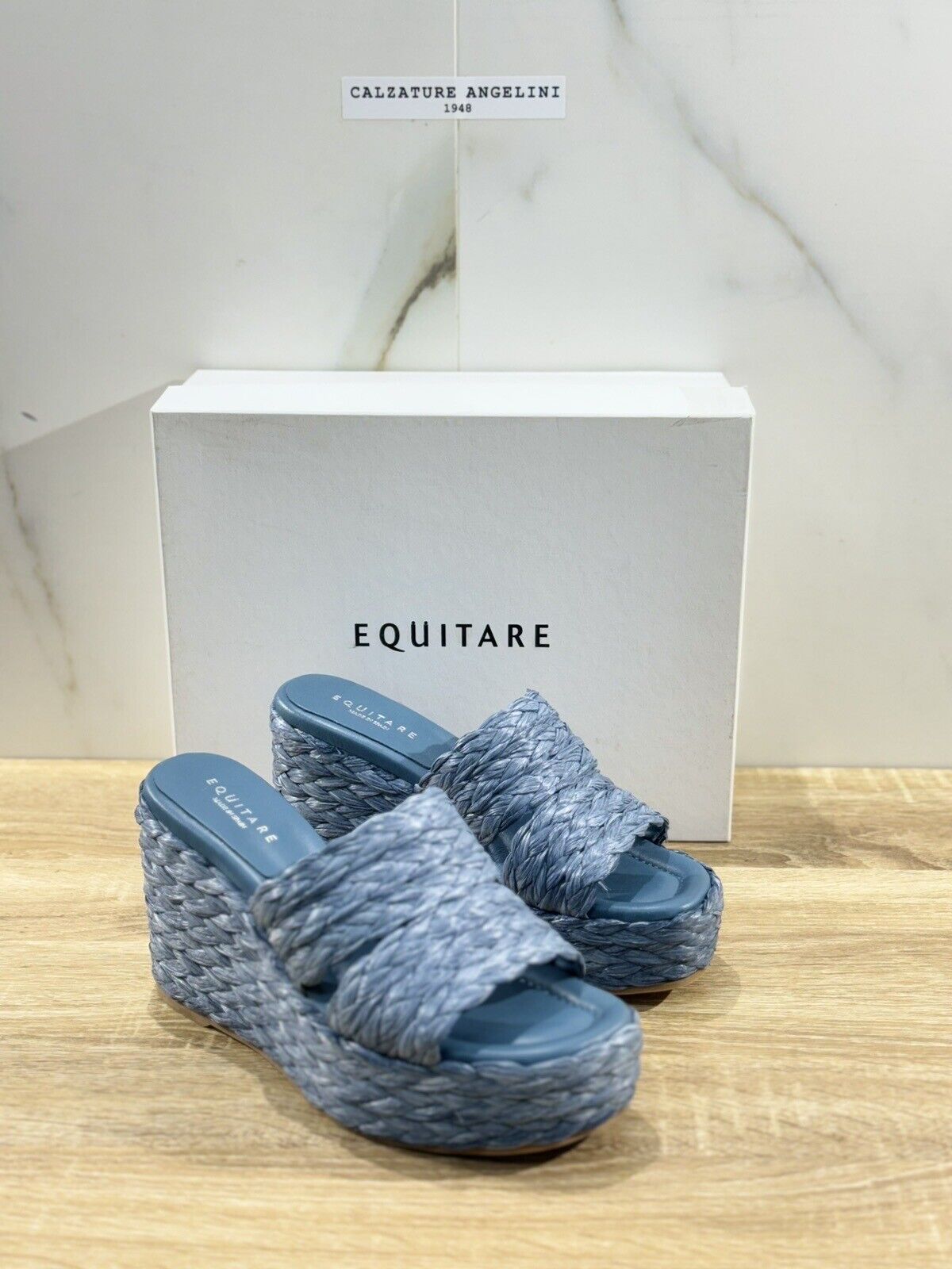 Equitare Sandalo Donna Habana Raffia Jeans   E Pelle Zeppa 38