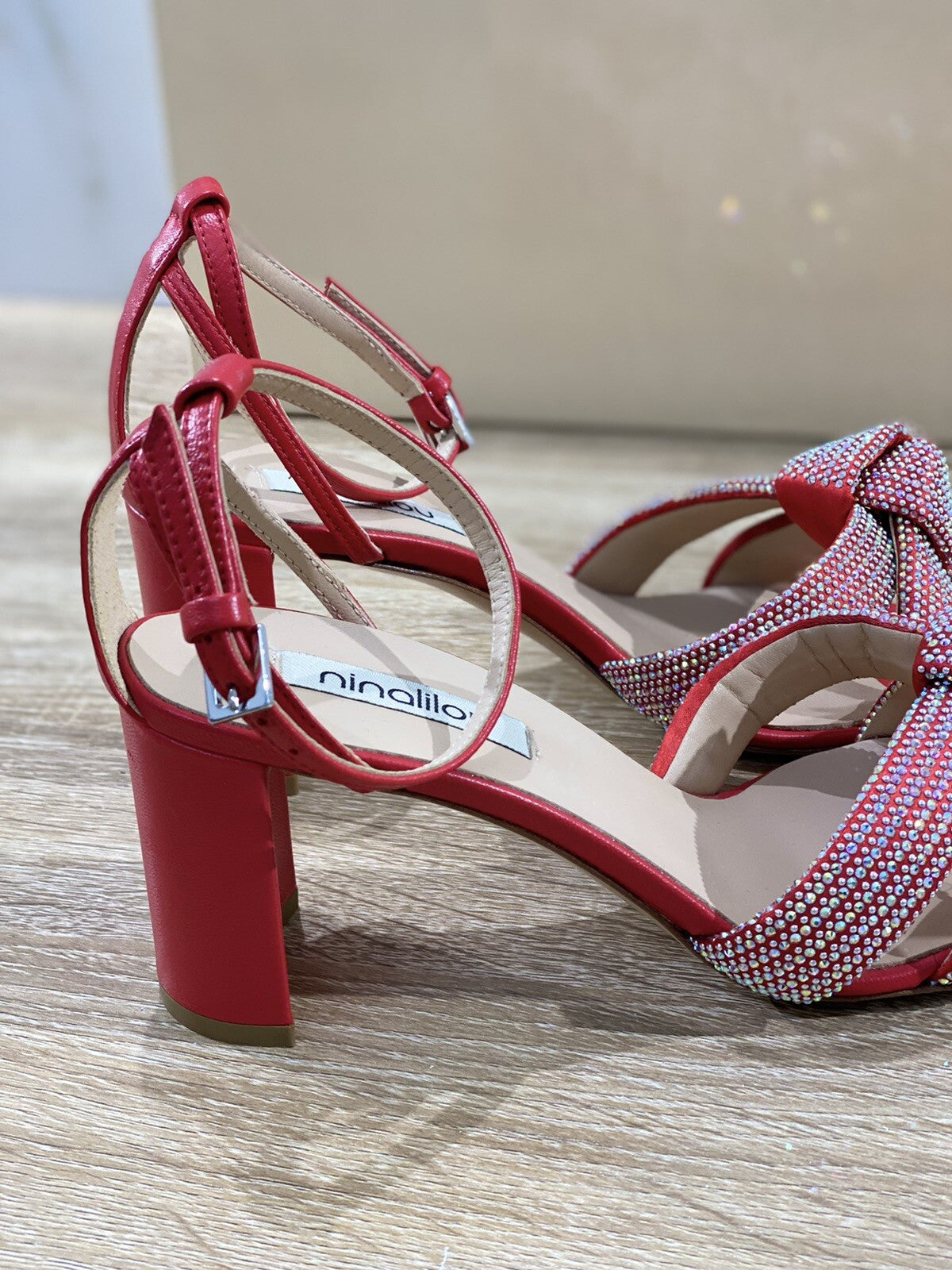 Ninalilou Sandalo donna pelle Fuoco   luxury sandal Swarovski ninalilou 40