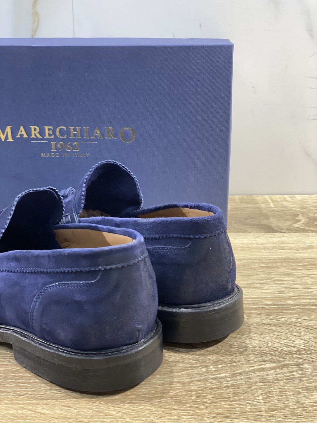 Marechiaro 1962 Mocassino Uomo Pelle Suede Blu  Fully Made In Italy 44