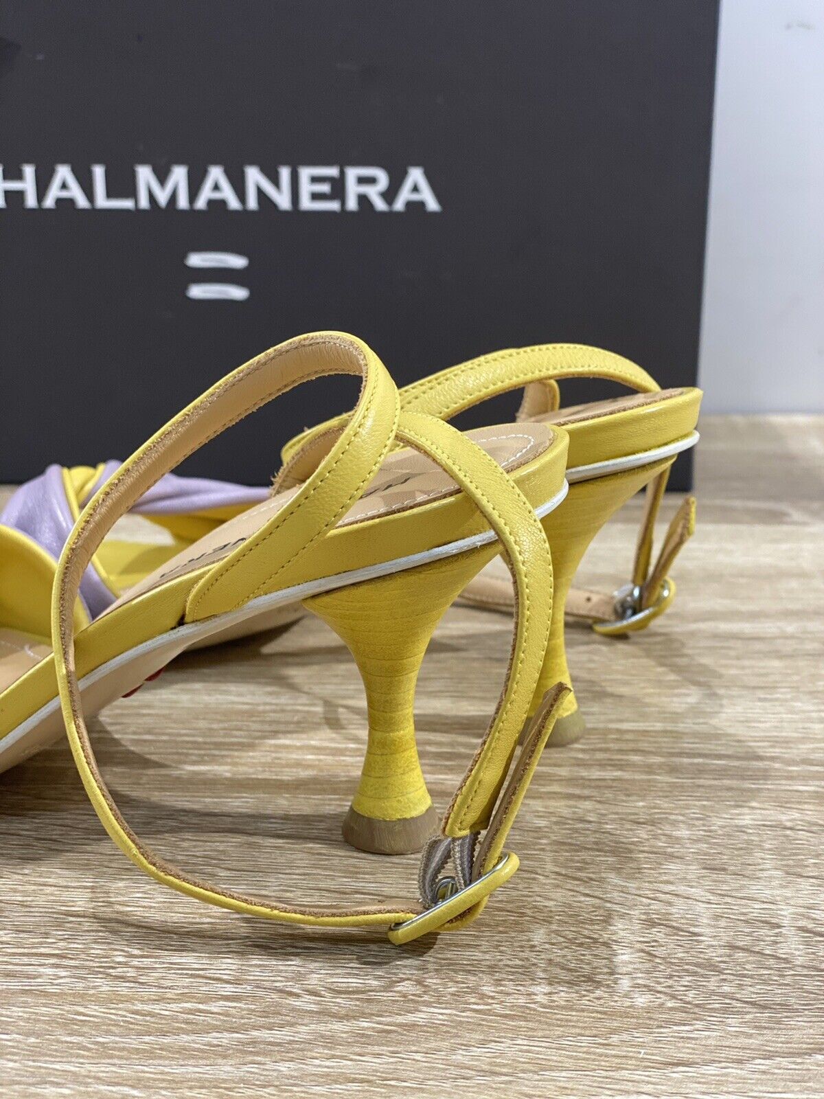 Halmanera Sandalo donna  in pelle Malva Giallo  36