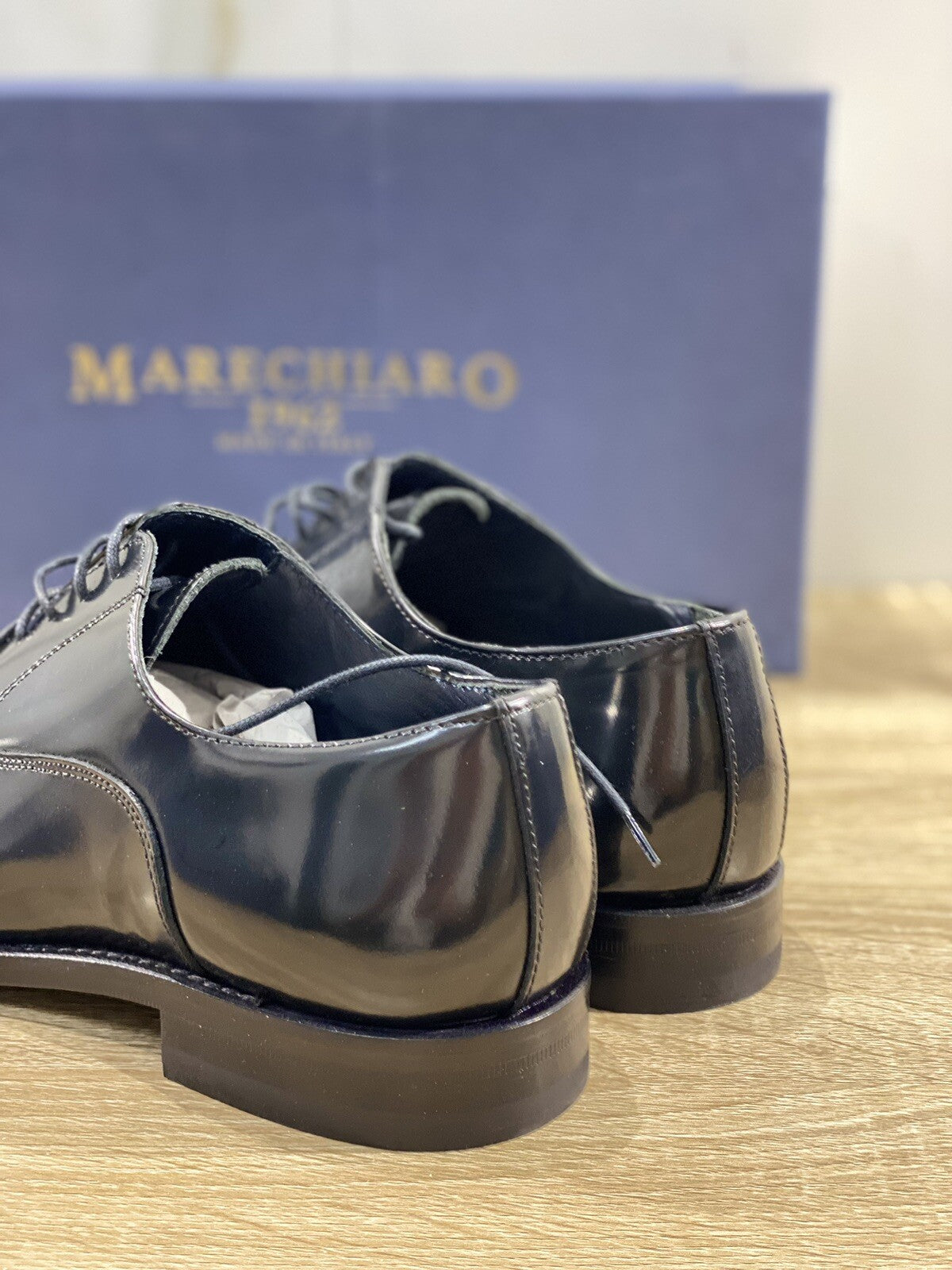 Marechiaro 1962 Oxford Uomo Pelle Nera Polish Made In Italy 40