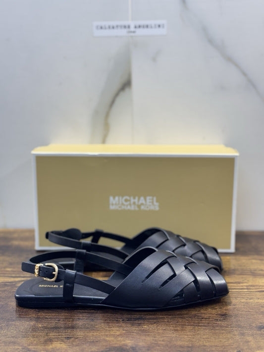 Michael Kors Sandalo Irene Sling Flat Pelle Nero Donna 37.5