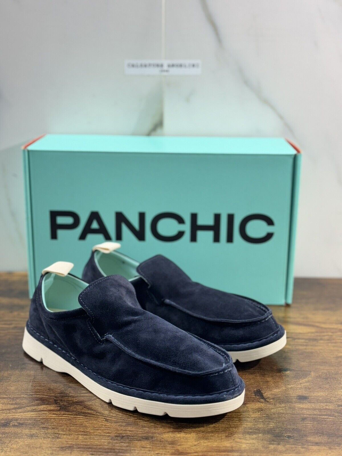 Panchic Scarpa Uomo Slip On Suede Blu Extra Light 43