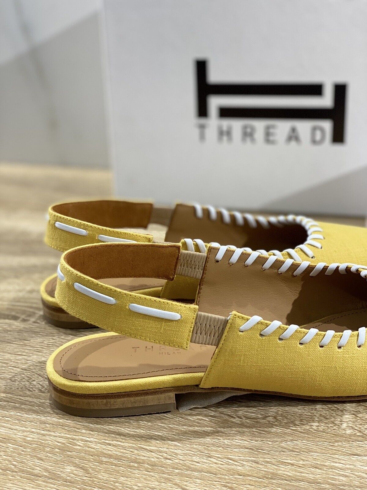 Thread Milano Sandalo Donna Thushi In Lino Giallo Made In Italy 37