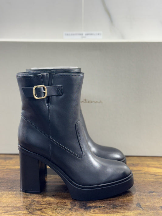 Santoni Tronchetto  Donna Pelle Nera  Casual Luxury Boot Woman Santoni 38.5