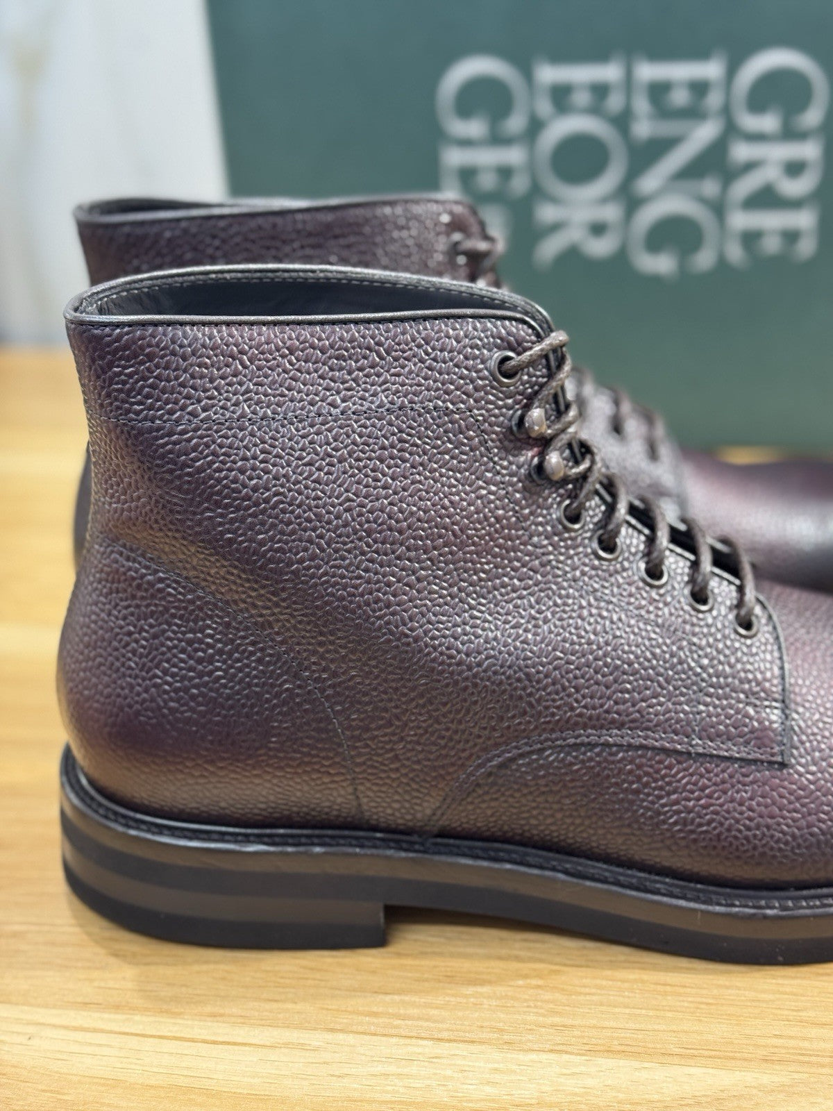 Green George Polacchino Pelle Bordo’ Grain Fondo Vibram Casual Boot Uomo 44