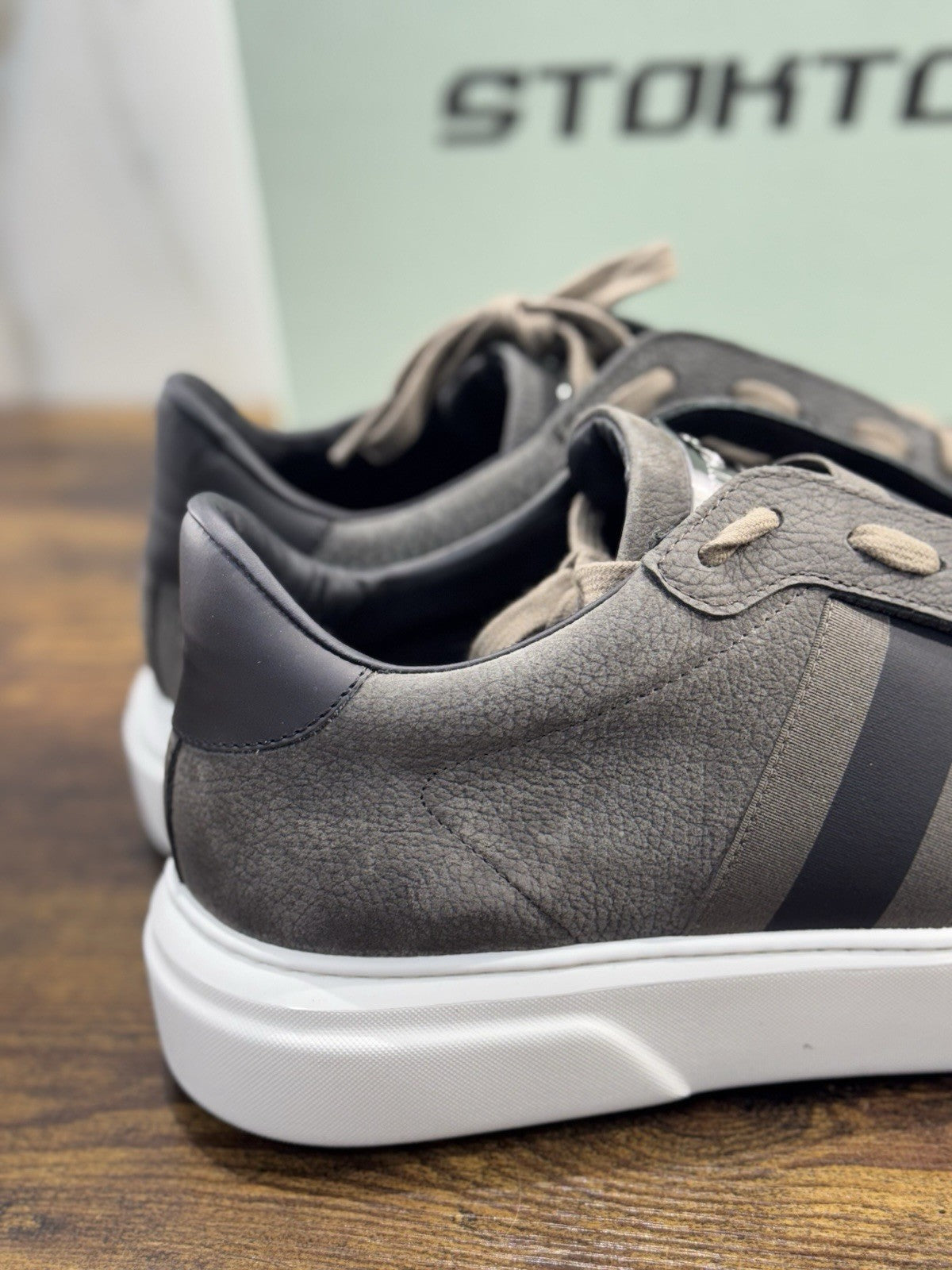Stokton Sneaker Pelle Nabuk Grey 100% Made In Italy Uomo 45