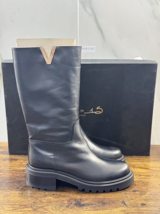 Via Roma 15 Biker  Donna Nero Pelle Nero V Logo 41