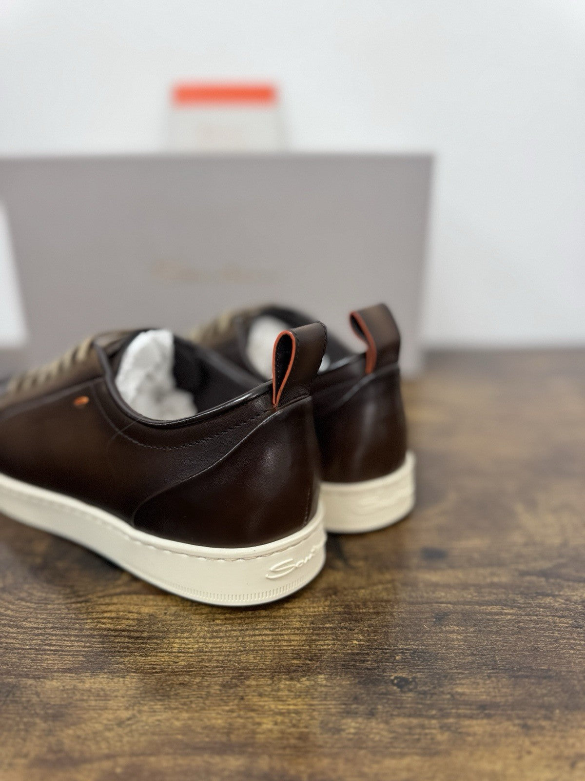 Santoni Sneaker Pelle Marrone Anticata A Mano   Luxury Scarpa Santoni Uomo 39.5