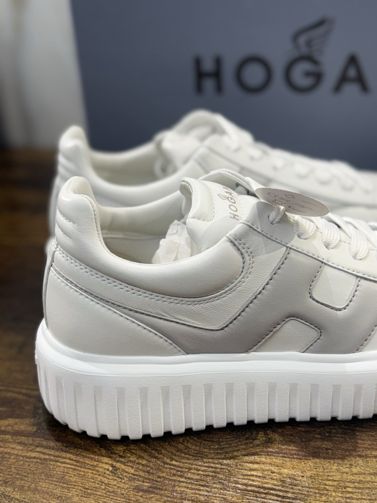 Hogan H-stripes  H Spezzata Pelle Bianca Grey  Memory Foam  Hogan Uomo 39