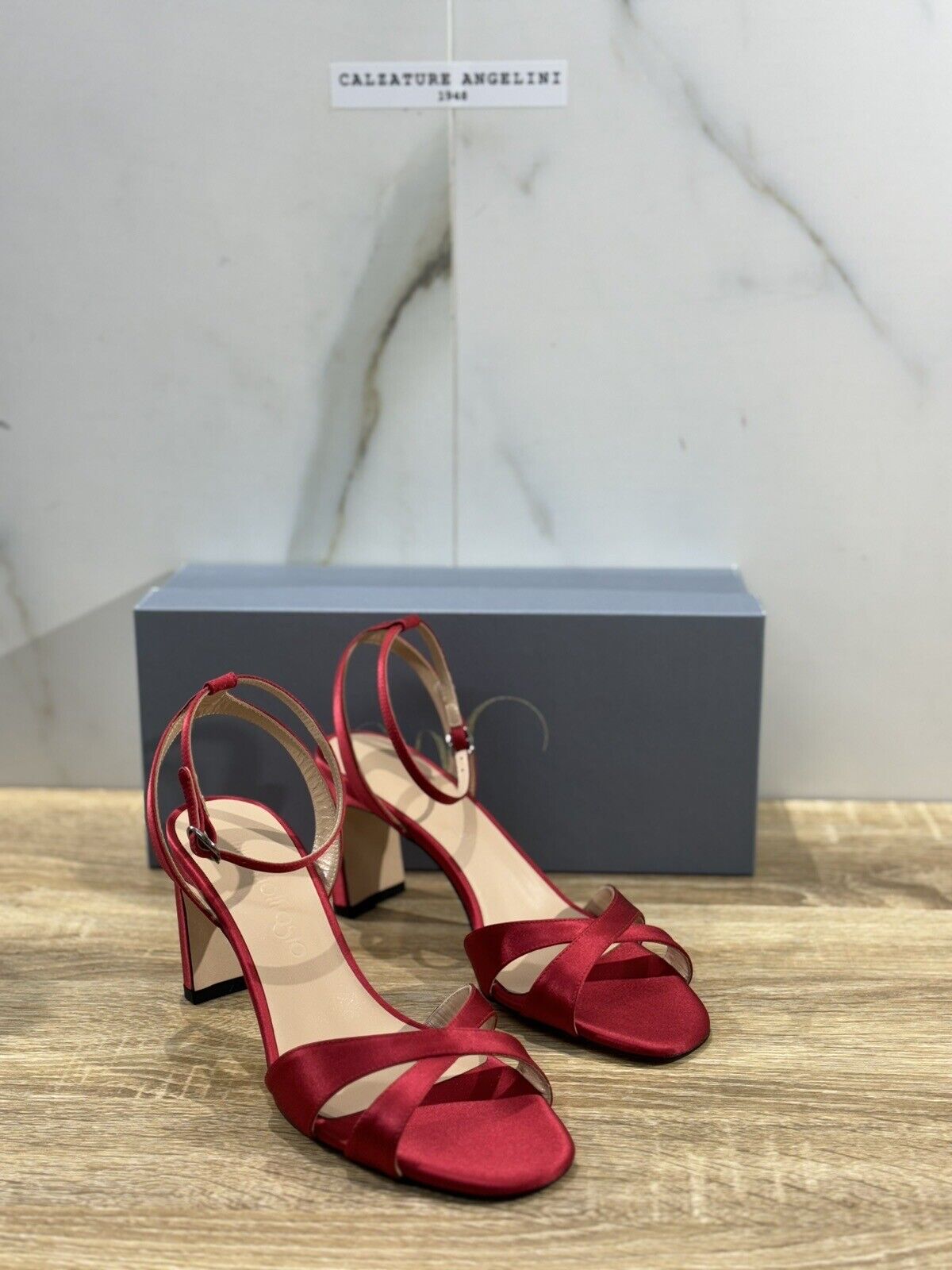 Mia Moltrasio Sandalo Donna In Raso Rosso   Luxury Handmade Sandal 41