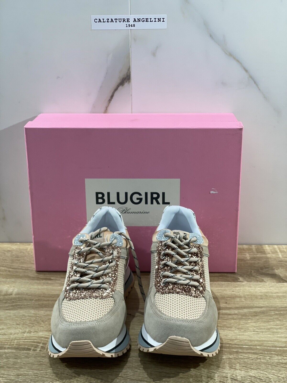 Blugirl Blumarine Donna sneaker babe silver nude casual shoes 37