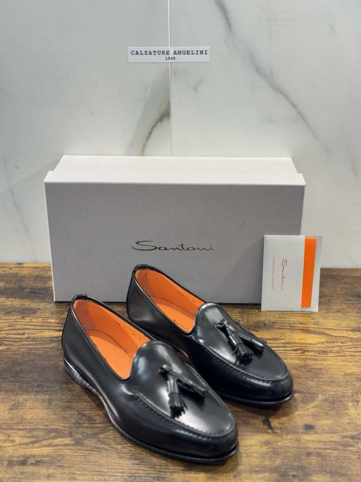 Santoni Mocassino Uomo Tassel Pelle Nero Goodyear Luxury Men Santoni 42
